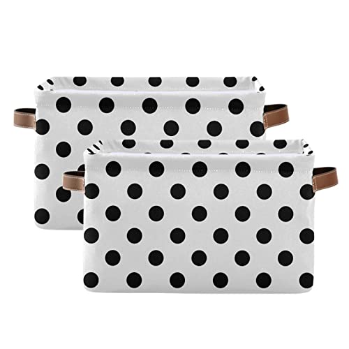 ALAZA White Black Polka Dot Foldable Storage Box Storage Basket Organizer Bins with Handles for Shelf Closet Living Room Bedroom Home Office 1 Pack - Image 3