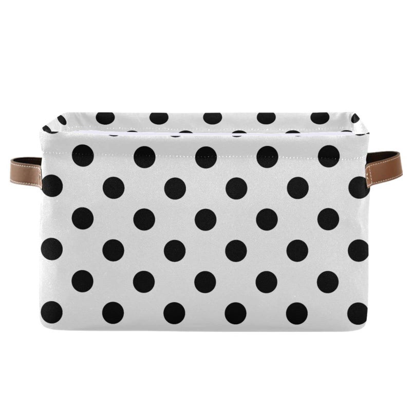 ALAZA White Black Polka Dot Foldable Storage Box Storage Basket Organizer Bins with Handles for Shelf Closet Living Room Bedroom Home Office 1 Pack - Image 2