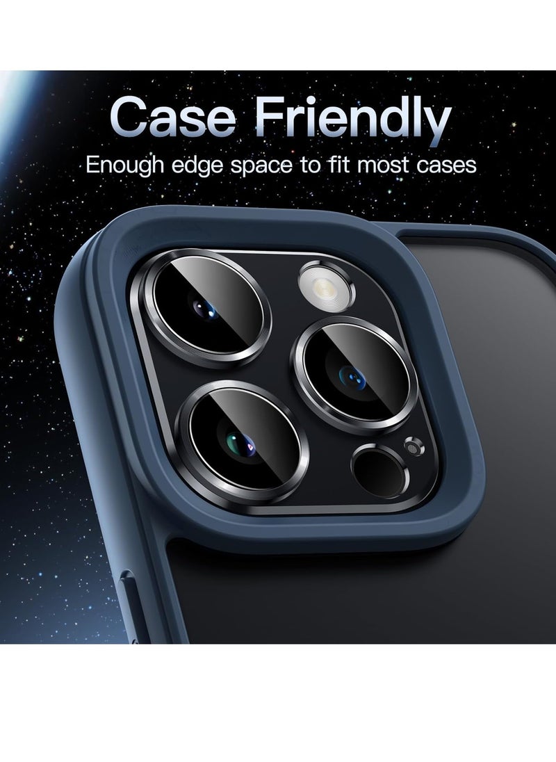 Raxoom Camera Lens Protector for iPhone 15 Pro 6.1-Inch and iPhone 15 Pro Max 6.7-Inch, Full Coverage 9H Tempered Glass Ring Cover, Matte Metal Plate, Case Friendly, 1-Pack (Space Black) - Image 5