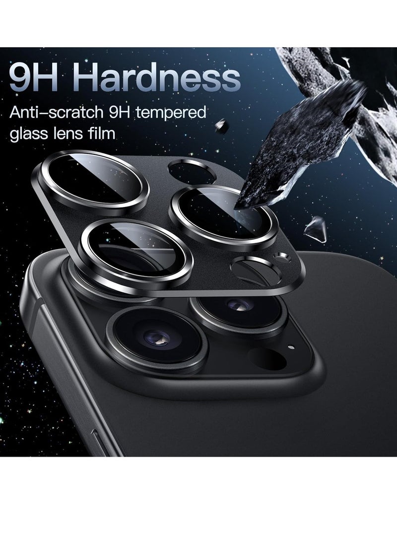 Raxoom Camera Lens Protector for iPhone 15 Pro 6.1-Inch and iPhone 15 Pro Max 6.7-Inch, Full Coverage 9H Tempered Glass Ring Cover, Matte Metal Plate, Case Friendly, 1-Pack (Space Black) - Image 3