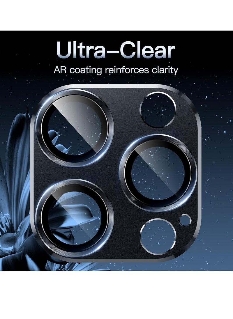 Raxoom Camera Lens Protector for iPhone 15 Pro 6.1-Inch and iPhone 15 Pro Max 6.7-Inch, Full Coverage 9H Tempered Glass Ring Cover, Matte Metal Plate, Case Friendly, 1-Pack (Space Black) - Image 4