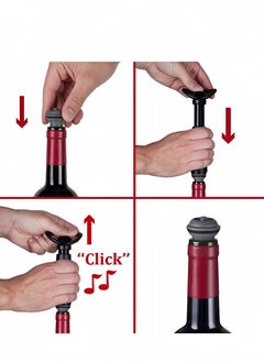 Peachjoy Saver Pump with Vacuum Bottle Stoppers Reusable Bottle Sealer Keeps Ideal Accessories Gift Black Pump and 4 Stoppers  - Image 2