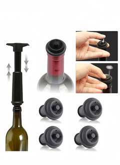 Peachjoy Saver Pump with Vacuum Bottle Stoppers Reusable Bottle Sealer Keeps Ideal Accessories Gift Black Pump and 4 Stoppers  - Image 3