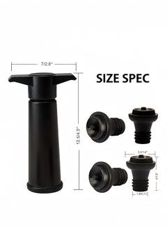 Peachjoy Saver Pump with Vacuum Bottle Stoppers Reusable Bottle Sealer Keeps Ideal Accessories Gift Black Pump and 4 Stoppers  - Image 4