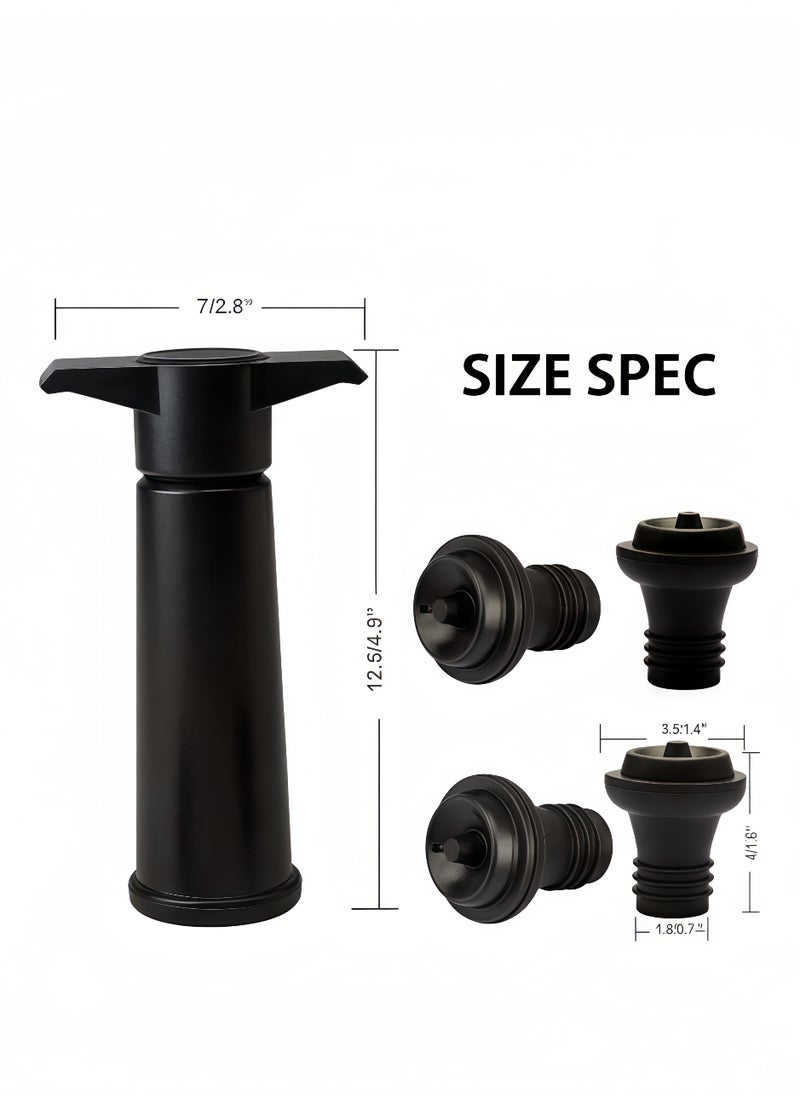 Peachjoy Saver Pump with Vacuum Bottle Stoppers Reusable Bottle Sealer Keeps Ideal Accessories Gift Black Pump and 4 Stoppers  - Image 4