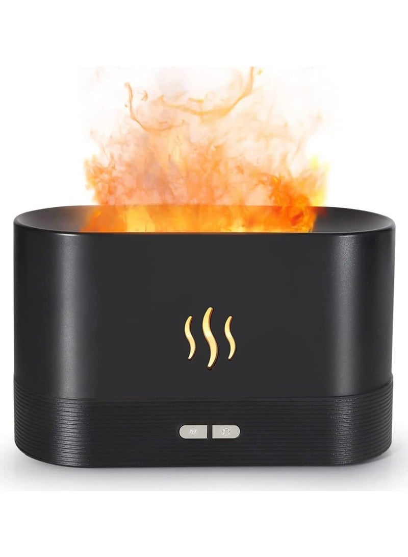 Flame Humidifier Night Light Quiet Desk Top USB Humidifier Aromatherapy Essential Oil Aroma Diffuser for Home Spa Office Bedroom Baby Room (Flame Aroma Diffuser, BLACK) - Image 1
