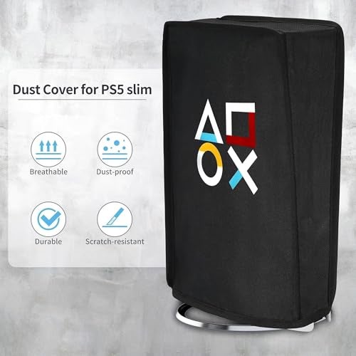 DARAHS Dust Cover for PlayStation 5 Slim Console Disc and Digital Edition Soft Lining Designed specifically for The PS5 Slim (Black Shape) - Image 4
