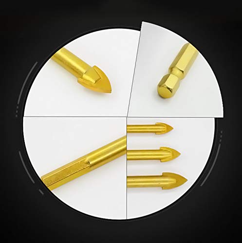 Mengshen Glass and Tile Drill Bits Set 3-12mm 7PCS, Tungsten Carbide Titanium Coated Ceramic Concrete Drilling Tool with Hex Shank for Glass Tile Ceramic Mirror Porcelain Marble - Image 4