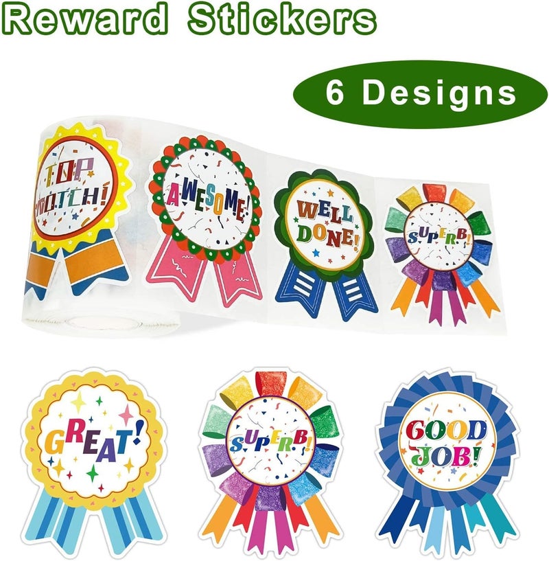 كاست ويف 300 قطعة من ملصقات المكافآت بتصميمات شارات للأطفال، ملصقات مكافآت للاستخدام في الفصول الدراسية للأطفال، ألعاب رياضية خارجية، حفلات، منزل، ملصقات تشجيعية، 2.2 × 2.8 بوصة - Image 2