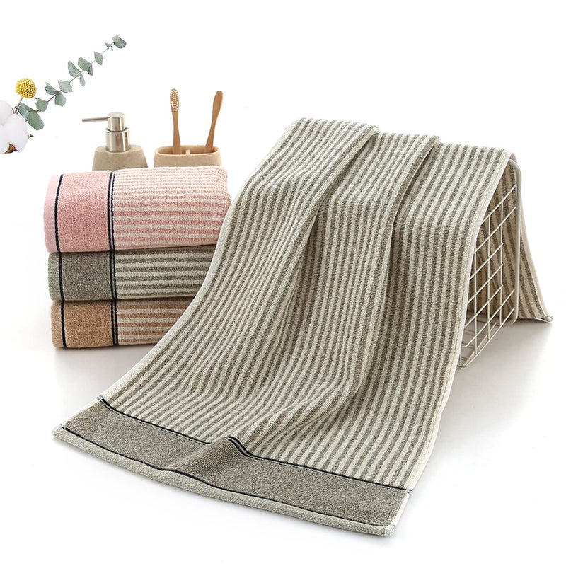 Pidada Hand Towels Set of 2 100% Cotton Striped Pattern Absorbent Soft Decorative Towel for Bathroom (Gray Brown) - Image 5