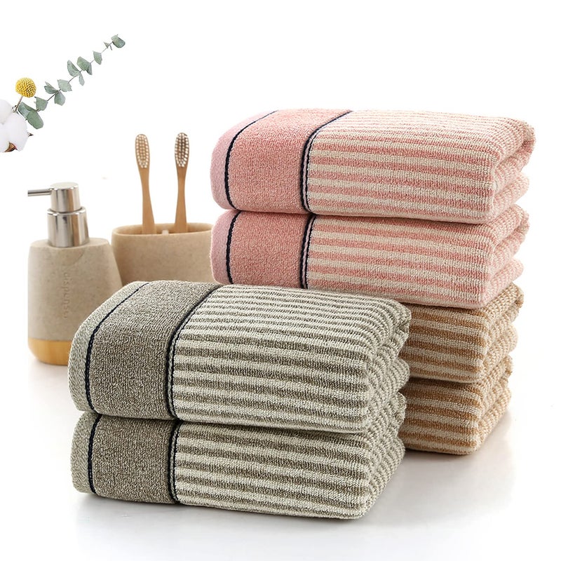 Pidada Hand Towels Set of 2 100% Cotton Striped Pattern Absorbent Soft Decorative Towel for Bathroom (Gray Brown) - Image 3