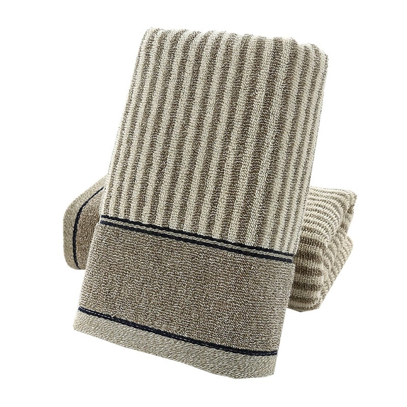 Pidada Hand Towels Set of 2 100% Cotton Striped Pattern Absorbent Soft Decorative Towel for Bathroom (Gray Brown) - Image 1