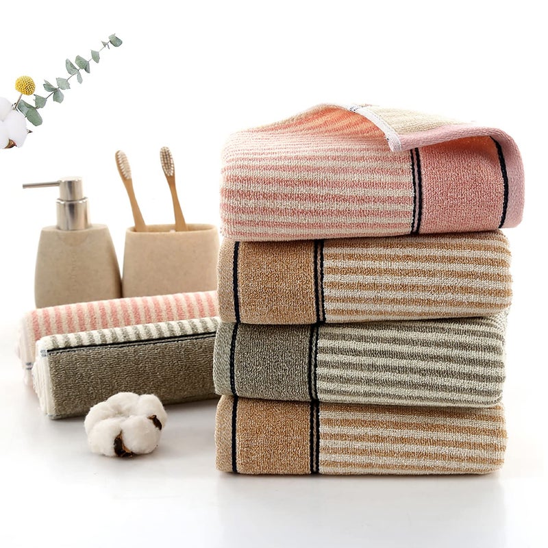 Pidada Hand Towels Set of 2 100% Cotton Striped Pattern Absorbent Soft Decorative Towel for Bathroom (Gray Brown) - Image 4