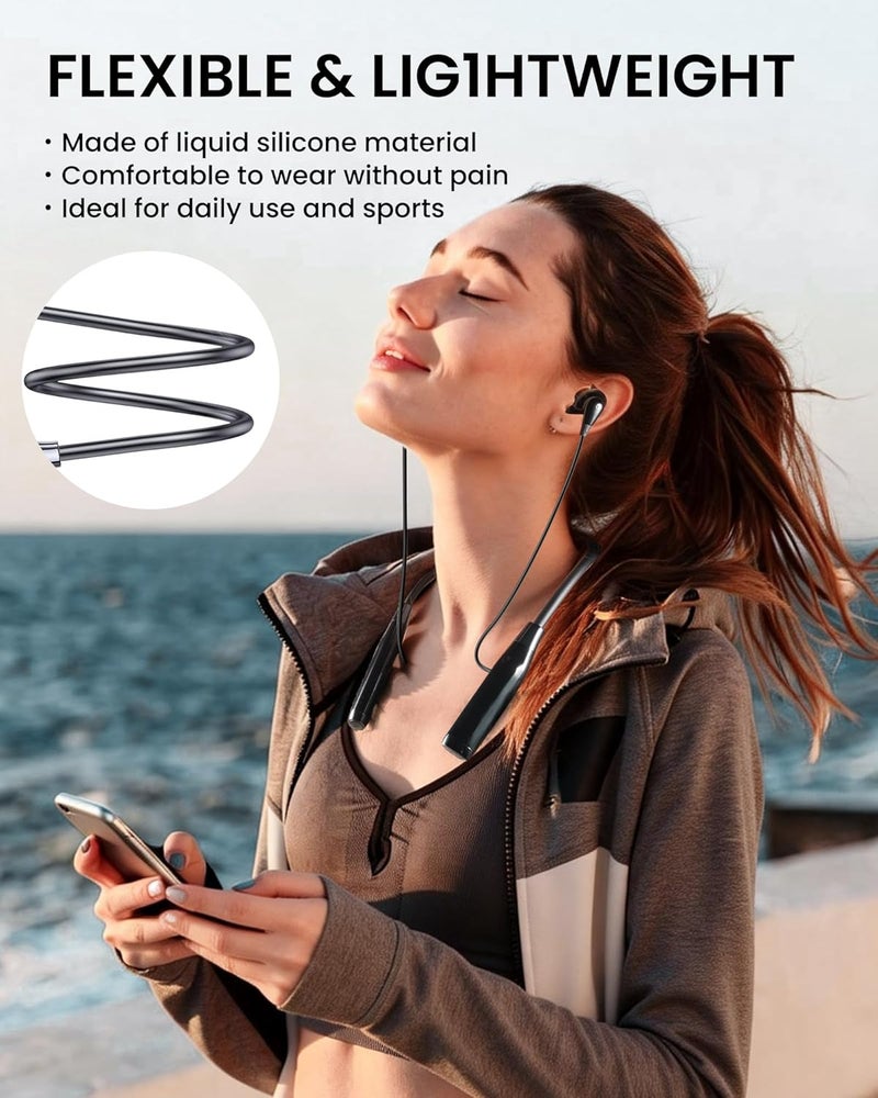 LAMA Bluetooth Neckband Earphones, Wireless Headphones IPX5 Waterproof, Neckband Headphones with Noise Reduction Mic, Magnetic In Running Earphones, HD Stereo Sound Sport Earbuds with 100Hrs Playtime - Image 4