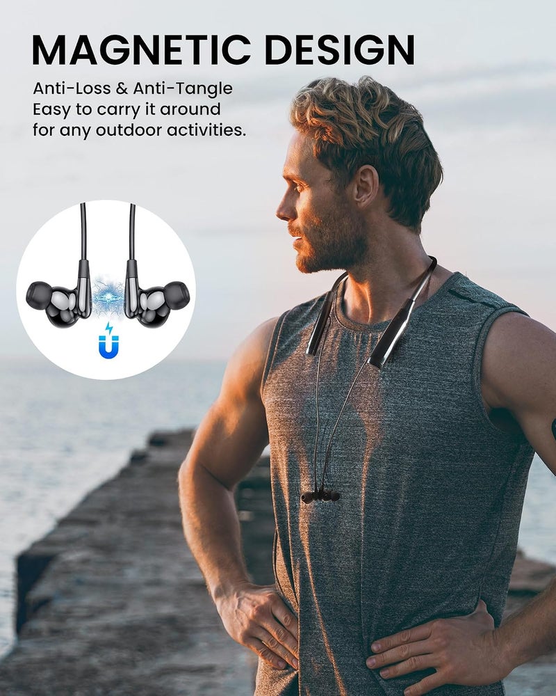 LAMA Bluetooth Neckband Earphones, Wireless Headphones IPX5 Waterproof, Neckband Headphones with Noise Reduction Mic, Magnetic In Running Earphones, HD Stereo Sound Sport Earbuds with 100Hrs Playtime - Image 5