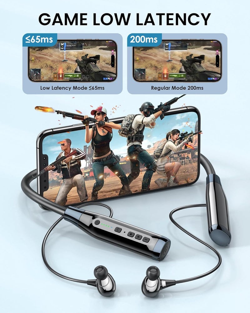 LAMA Bluetooth Neckband Earphones, Wireless Headphones IPX5 Waterproof, Neckband Headphones with Noise Reduction Mic, Magnetic In Running Earphones, HD Stereo Sound Sport Earbuds with 100Hrs Playtime - Image 2
