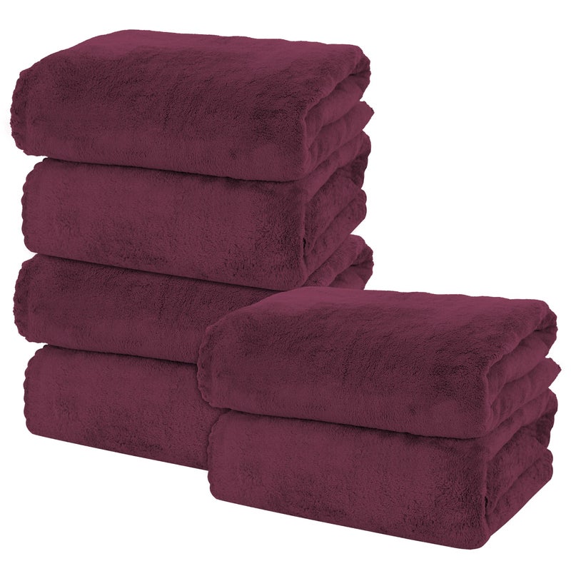 MOONQUEEN 6 Pack Premium Bath Towel Set  Quick Drying  Microfiber Coral Velvet Highly Absorbent Towels  Multipurpose Use as Bath Fitness Bathroom Shower Sports Yoga Towel Burgundy