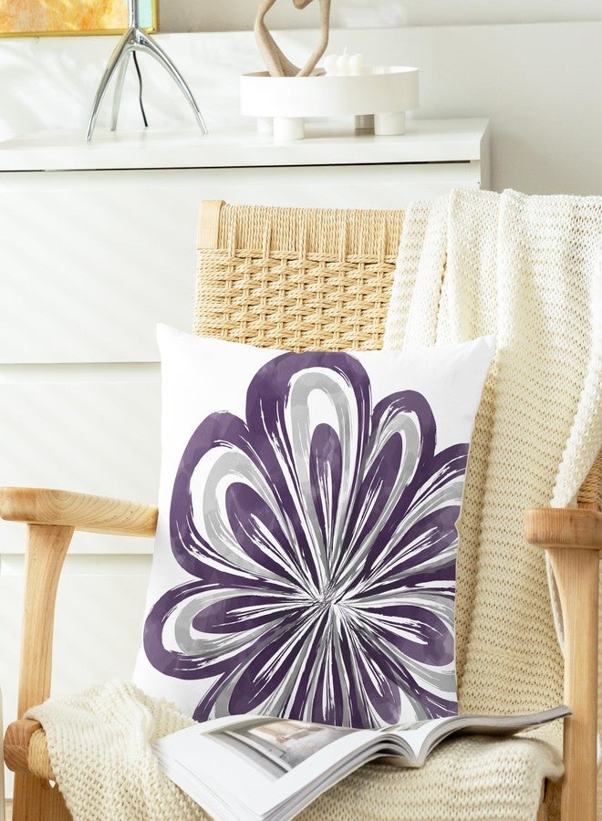 CaliTime Throw Pillow Covers Pack of 2 Cozy Fleece Two-Tone Abstract Blooming Flower Decorative Cushion Cases for Couch Bed Sofa Farmhouse Decoration 18 X 18 Inches Deep Purple Grey - Image 3
