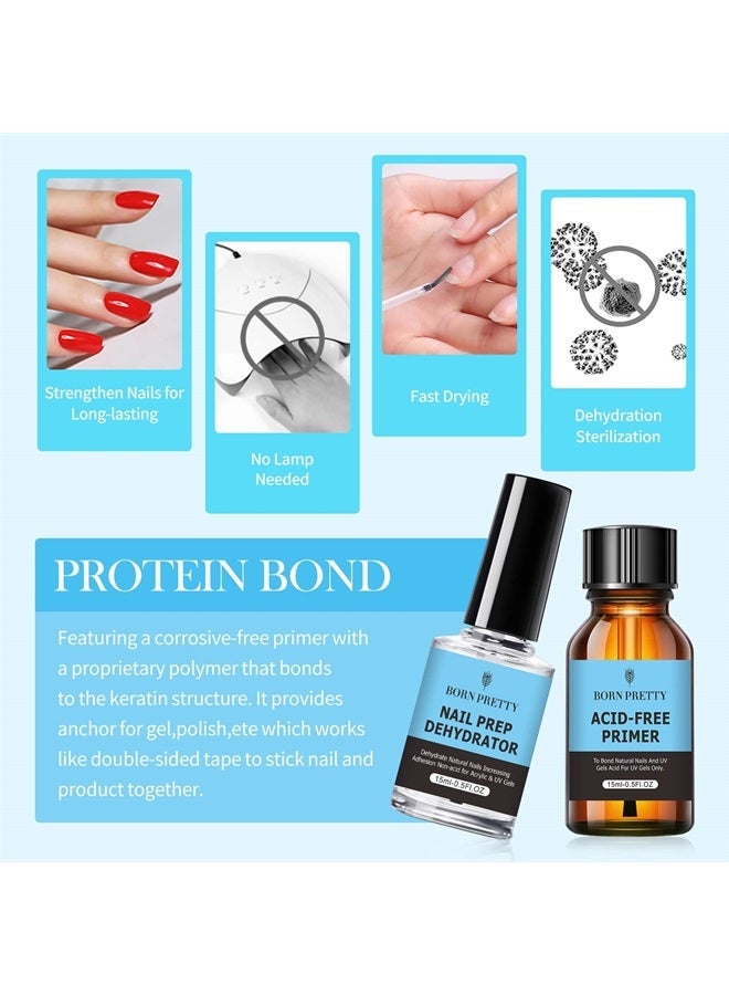 Born Pretty Natural Nail Prep Dehydrate and Bond Primer Acid-Free,15ml Dehydrator for Acrylic and Gel Nail Polish, Non Acid Primer for UV Gels Fast Dry Superior Bonding Agent Gift Box Set - Image 3