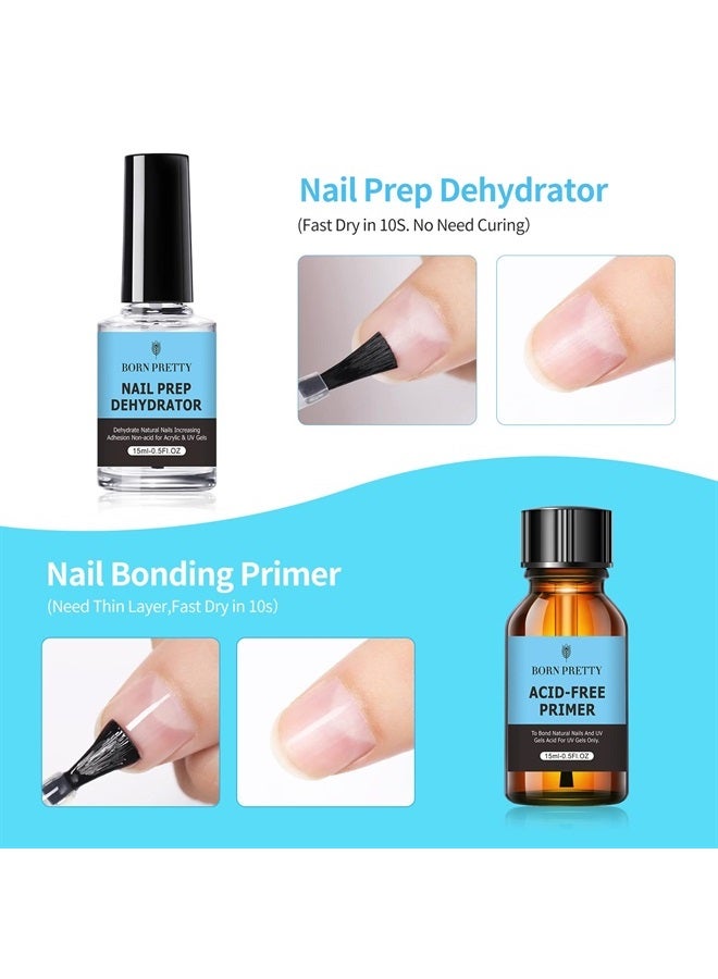 Born Pretty Natural Nail Prep Dehydrate and Bond Primer Acid-Free,15ml Dehydrator for Acrylic and Gel Nail Polish, Non Acid Primer for UV Gels Fast Dry Superior Bonding Agent Gift Box Set - Image 2
