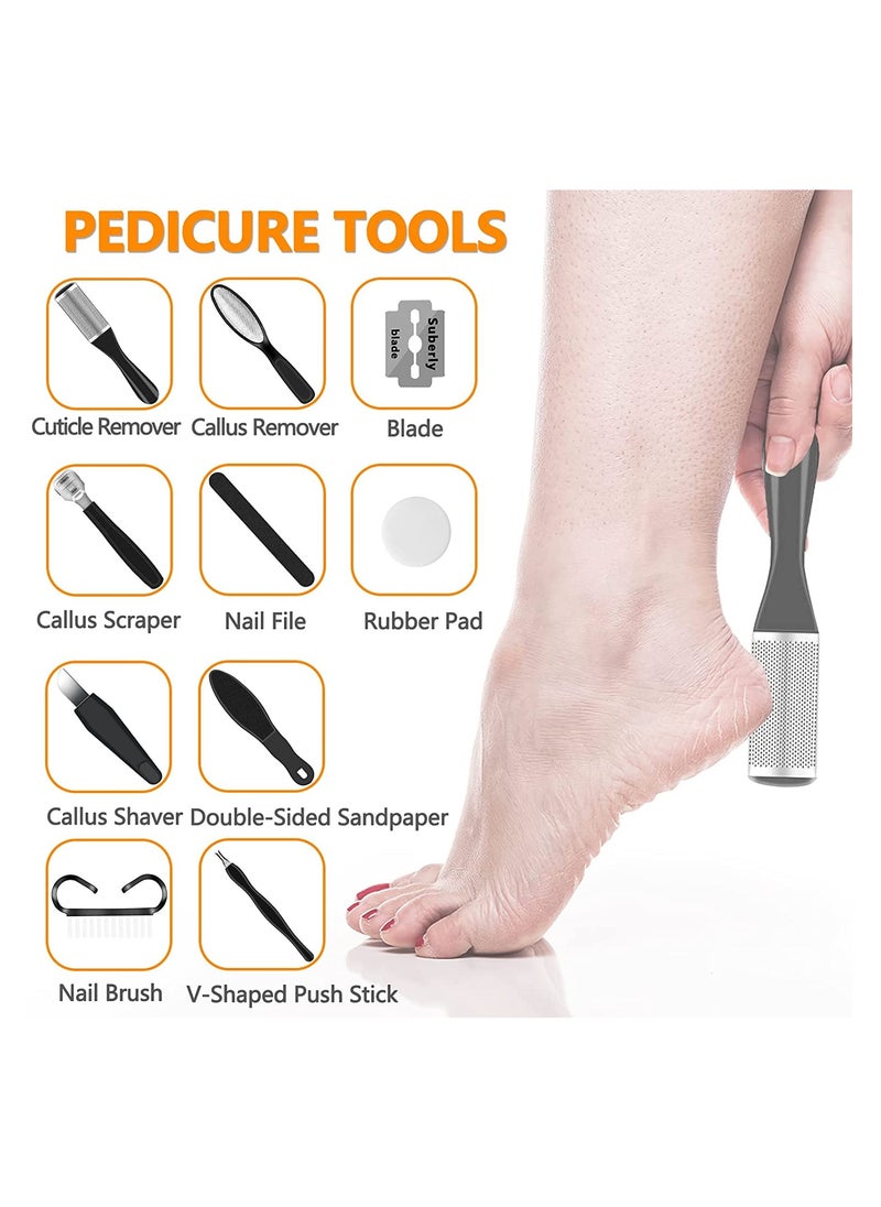 General - Electric Feet Callus Remover, Professional 18 in 1 Foot File Pedicure Kit Tools, Rechargeable Dry Dead Skin Foot Scraper with 3 Roller Heads & 2-Speed Power for Feet Hands Heels Spa (Black) - Image 1