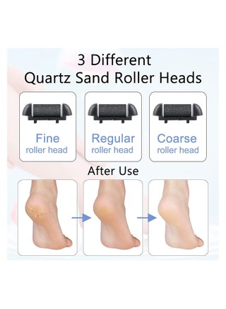 Electric Callus Remover for Feet, 18 in 1 Pedicure Kit, Rechargeable Foot File with 3 Roller Heads, 2-Speed Dead Skin Remover, LED Display, Waterproof, Home & Travel Spa (Black) - view 4