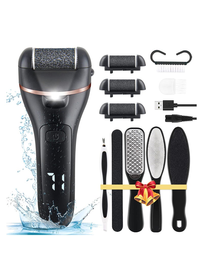 General - Electric Feet Callus Remover, Professional 18 in 1 Foot File Pedicure Kit Tools, Rechargeable Dry Dead Skin Foot Scraper with 3 Roller Heads & 2-Speed Power for Feet Hands Heels Spa (Black) - Image 1