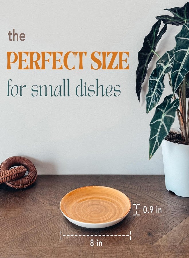 مورا مجموعة أطباق سلطة حلزونية من مورا سيراميك، 6 قطع، أطباق بورسلين حلزونية 8 بوصة للمطبخ، وجبات عشاء خفيفة، غداء، مقبلات، حلويات، إلخ - آمنة للاستخدام في غسالة الصحون، الميكروويف، الفريزر، والفرن - ألوان ترابية - Image 2