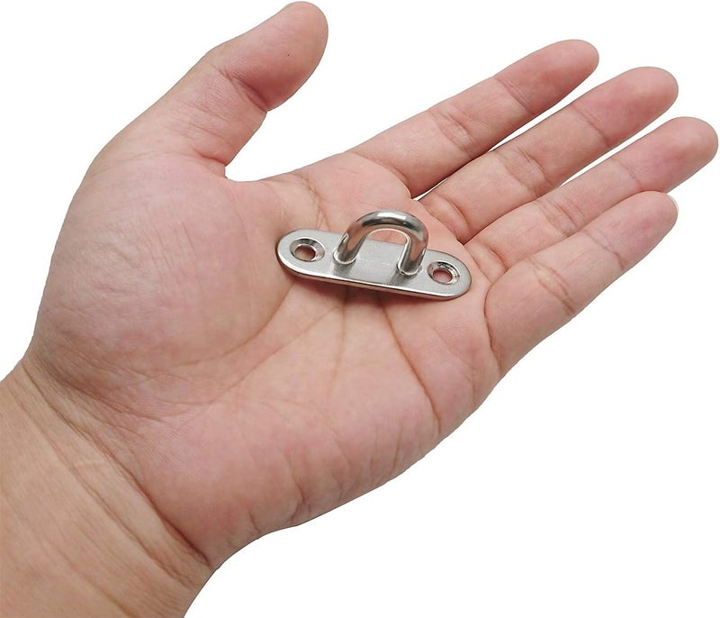 Hulless 4 Pcs 1.8 Inch 304 Stainless Steel Ceiling Hooks Pad Eyes Plate Marine Hardware Hooks with Screws - Image 4
