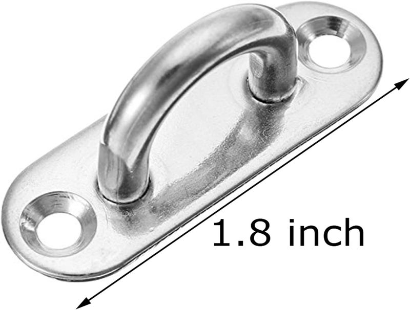Hulless 4 Pcs 1.8 Inch 304 Stainless Steel Ceiling Hooks Pad Eyes Plate Marine Hardware Hooks with Screws - Image 3