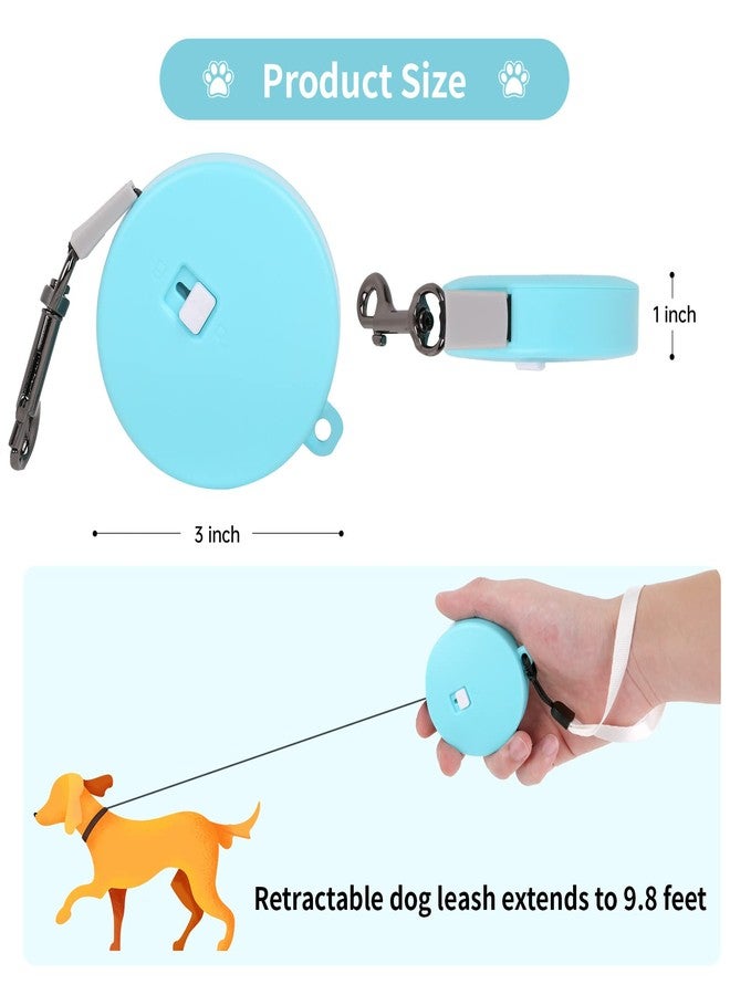 CUGBCUG Retractable Dog Leash for Small and Medium Dogs up to 22lbs with 9.8ft Strong Nylon Tape, Hands Free, Portable and Lightweight Leash with Wrist Strap, One-Hand Brake, Tangle Free (Blue) - Image 3