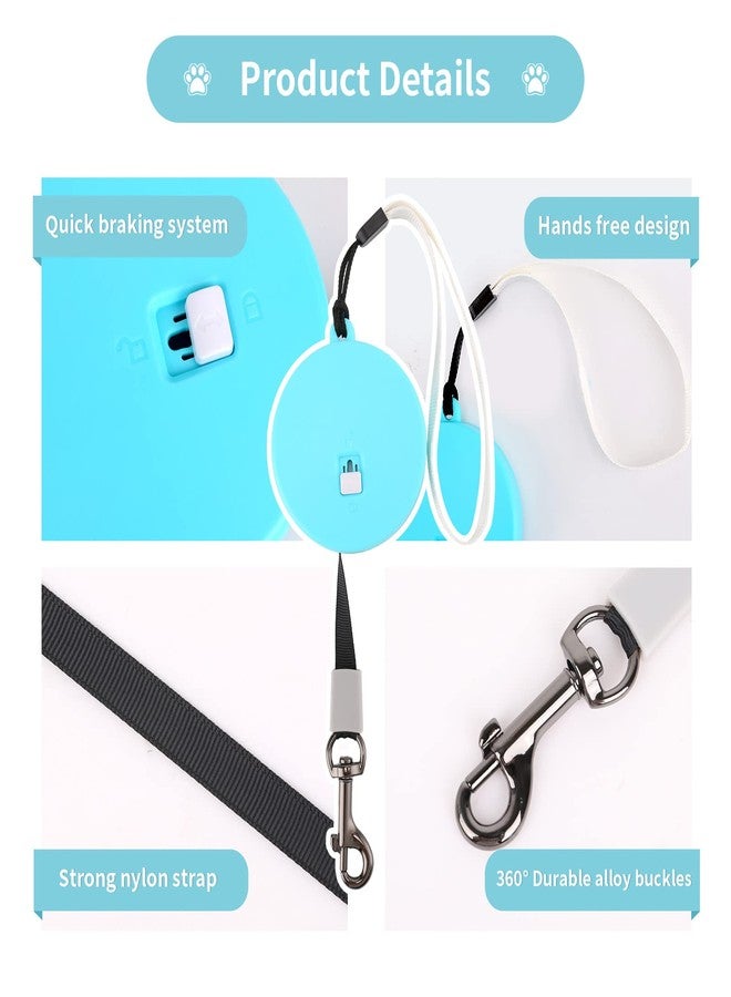CUGBCUG Retractable Dog Leash for Small and Medium Dogs up to 22lbs with 9.8ft Strong Nylon Tape, Hands Free, Portable and Lightweight Leash with Wrist Strap, One-Hand Brake, Tangle Free (Blue) - Image 2
