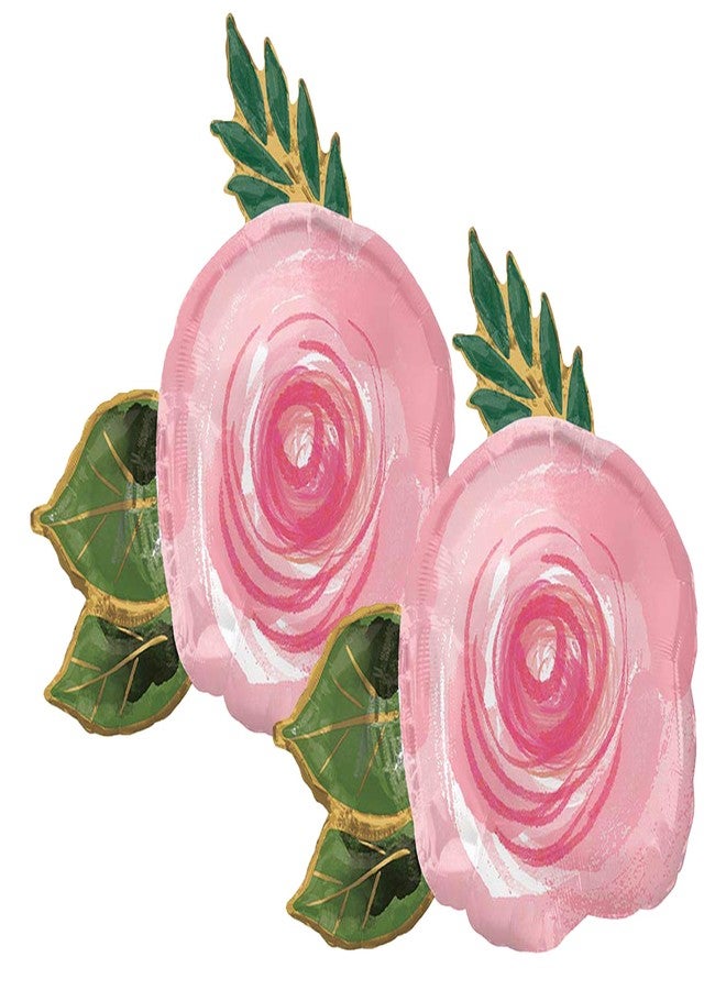 آرتيزان آول مجموعة من بالونين من رقائق معدنية على شكل زهرة وردية زاهية مقاس 30 بوصة من Anagram - Image 1