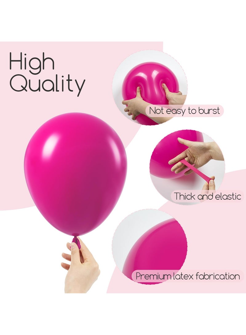 120pcs Hot Pink Balloon Arch Kit, 18 12 10 5 inch Hot Pink Latex Balloons Different Sizes Hot Pink Balloon Garland for Engagement Bridal Bachelorette Tropical Birthday Party Decorations - Image 3