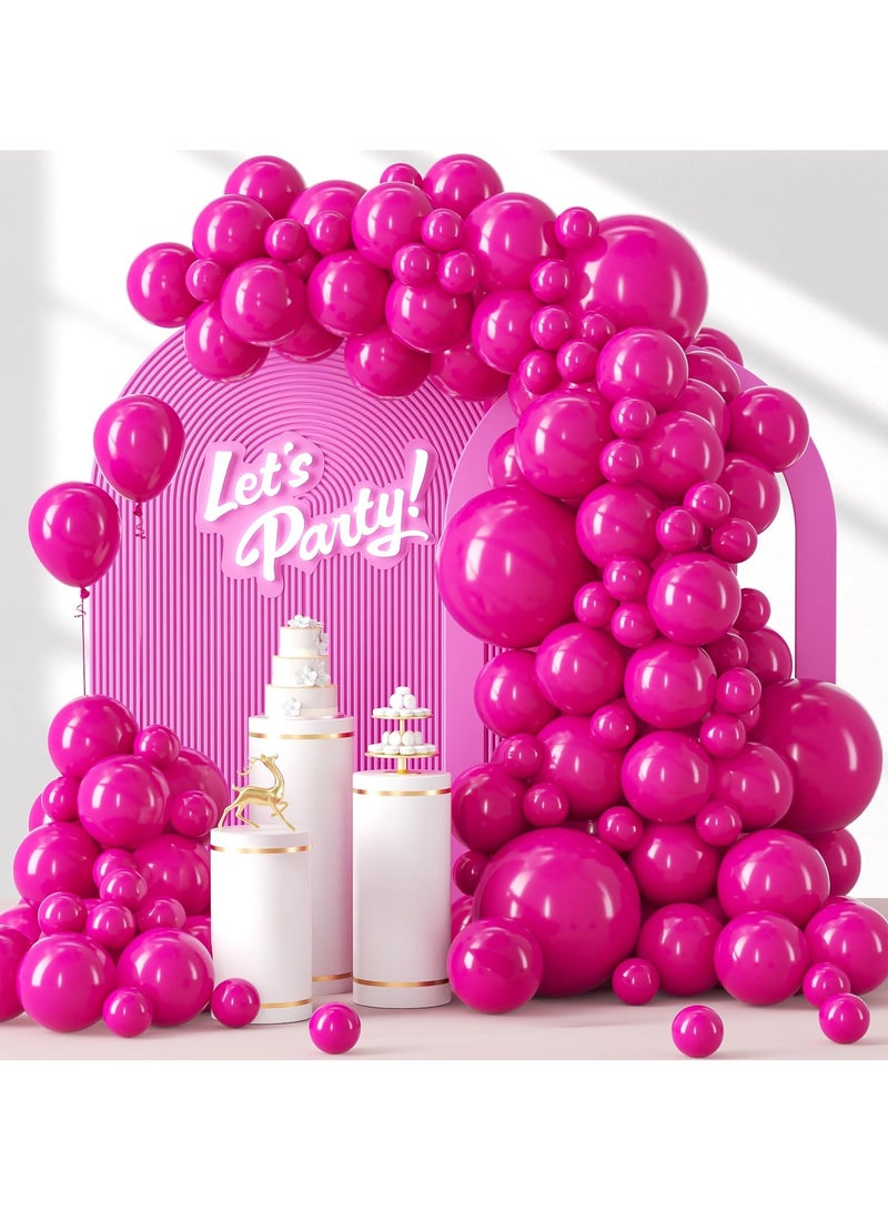 120pcs Hot Pink Balloon Arch Kit, 18 12 10 5 inch Hot Pink Latex Balloons Different Sizes Hot Pink Balloon Garland for Engagement Bridal Bachelorette Tropical Birthday Party Decorations - Image 1
