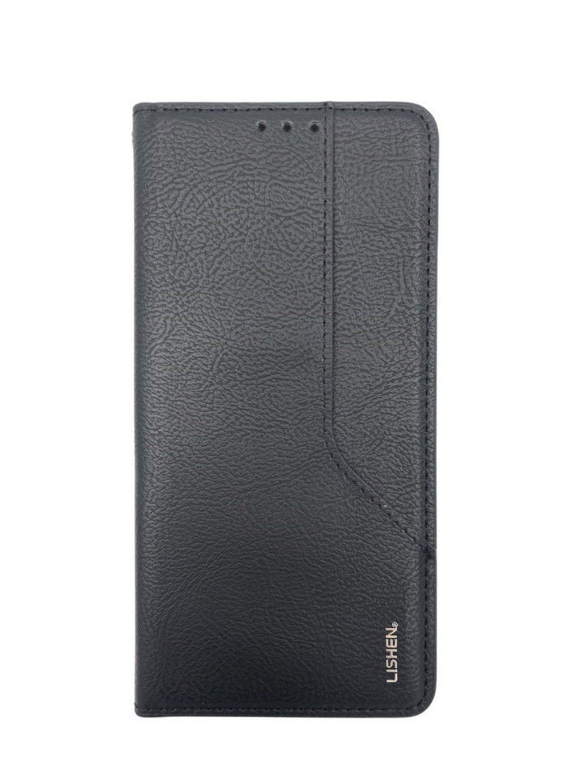 Lishen Stylish Premium Leather Magnetic Closure Flip Stand Case Cover for Realme C55 – Black  - Image 4