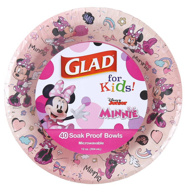 غلاد سعيد للأطفال ديزني ميكي والأصدقاء 12 أوقية أوعية الورق - ميني ماوس الوردي بولكا دوت أوعية - Image 1