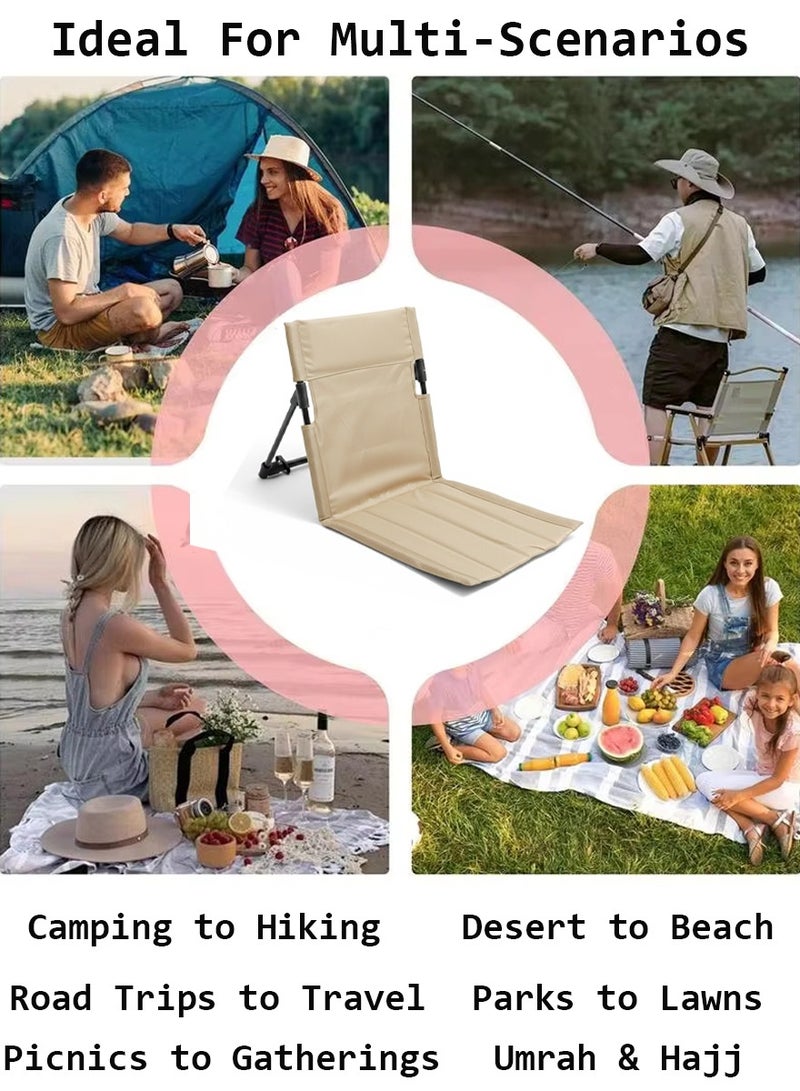 ISHWAZ Outdoors Relaxing Chair with Carry Bag for Sitting Sessions, Parks, Picnics, Beach, Travel, Trips, Ramadan Dinners & Stadium Use – Portable Beach Chair with Back Support – Camping Backrest Floor Chair - Image 2