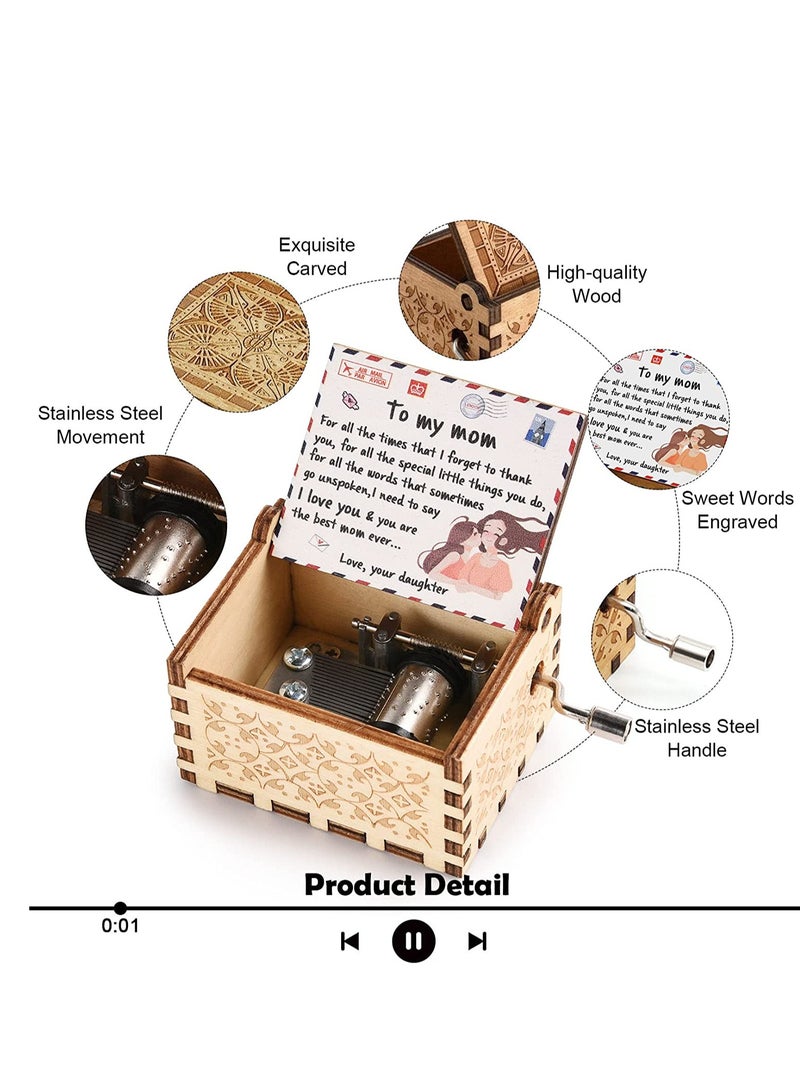 Barakah Mom Birthday Gifts Music Box from Daughter, You are My Sunshine Mechanism Vintage Personalized Cute Daughter to for Mothers Day - Image 4