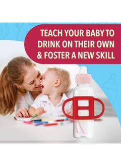 IMPRESA IMPRESA [4 Pack] Pink Bottle Handles for Dr Brown Baby Bottles - Teach Babies to Drink Independently for Sippy Bottle - Baby Bottle Holder for Easy Grip  - Image 3