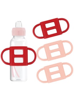 IMPRESA IMPRESA [4 Pack] Pink Bottle Handles for Dr Brown Baby Bottles - Teach Babies to Drink Independently for Sippy Bottle - Baby Bottle Holder for Easy Grip  - Image 1