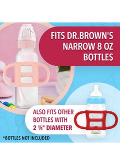 IMPRESA IMPRESA [4 Pack] Pink Bottle Handles for Dr Brown Baby Bottles - Teach Babies to Drink Independently for Sippy Bottle - Baby Bottle Holder for Easy Grip  - Image 2