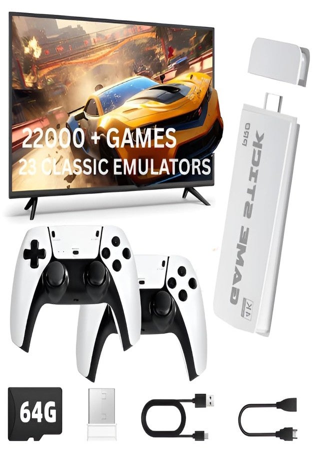 (جديد 2025) ألعاب فيديو للأطفال، عصا ألعاب كلاسيكية للتلفزيون، ألعاب فيديو لاسلكية للتلفزيون، ذاكرة داخلية 64 جيجابايت، جهاز ألعاب فيديو عالي الدقة مدمج، جهاز ألعاب 22 ألف لعبة، صندوق ألعاب كلاسيكي من التسعينيات للجميع - Image 1