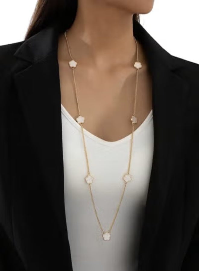 New Fashion Elegant Flower of Life Necklace for Women Four Leaf Design White Lucky Flower - Image 1