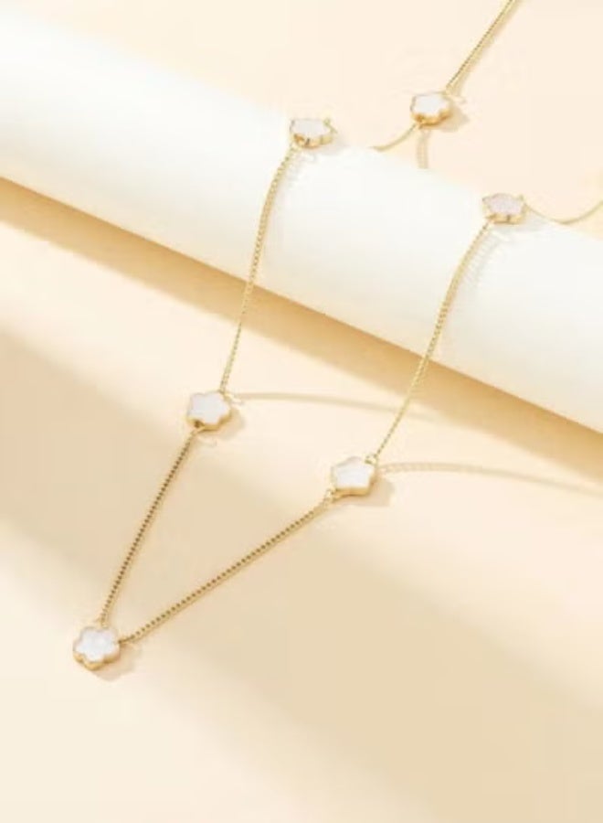 New Fashion Elegant Flower of Life Necklace for Women Four Leaf Design White Lucky Flower - Image 2