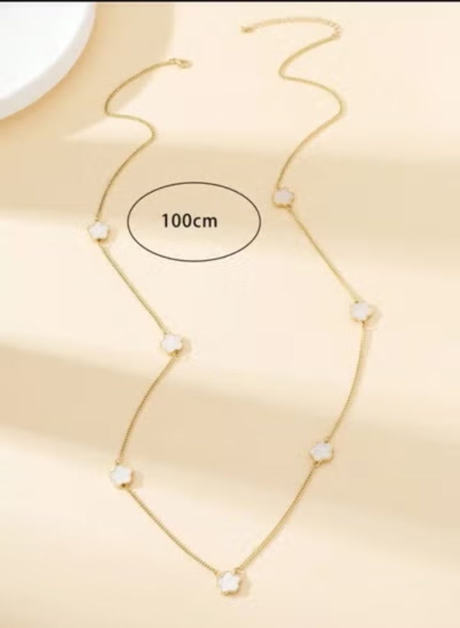 New Fashion Elegant Flower of Life Necklace for Women Four Leaf Design White Lucky Flower - Image 3