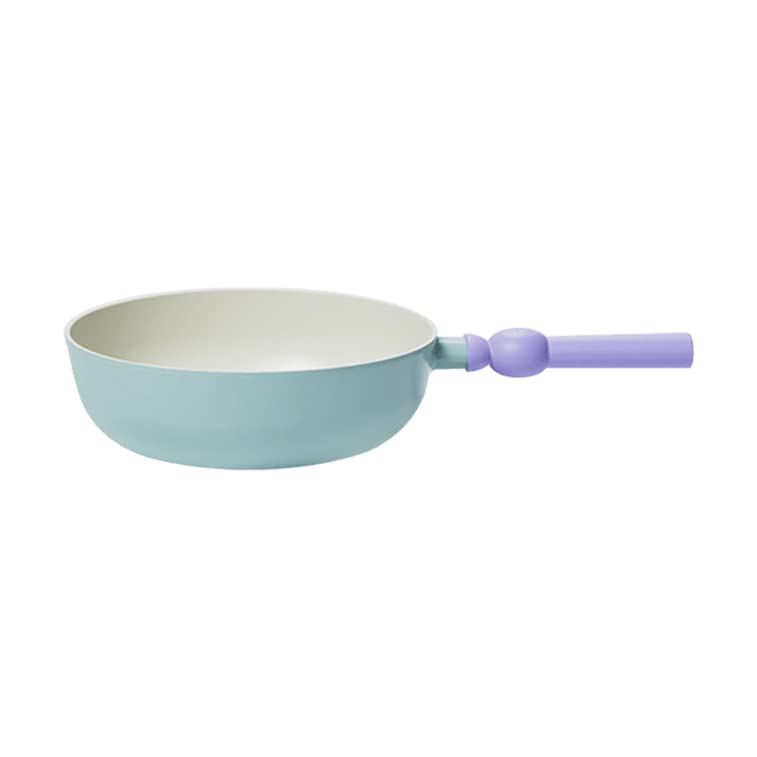 Neoflam Better Finger Kitchen Non Stick 9 Inch Stir Frying Wok Pan with Handle Healthy Cooking Nonstick Ceramic Coating Skillet Induction Compatible Cookware Made in Korea 22cm Wok Pan