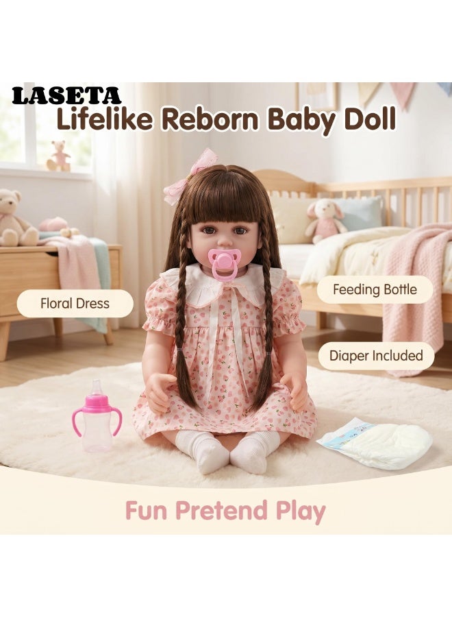 Laseta 58cm Lifelike Reborn Baby Doll with Diaper Pacifier Feeding Bottle - Image 1