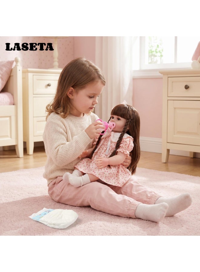 Laseta 58cm Lifelike Reborn Baby Doll with Diaper Pacifier Feeding Bottle - Image 5