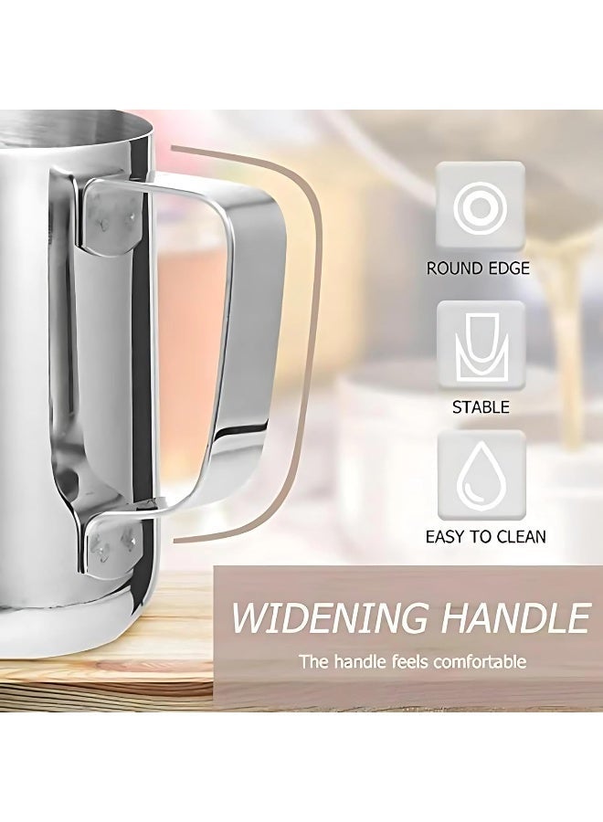 ECVV Stainless Steel Milk Frothing Pitcher 550ml Coffee Frother Jug for Latte Art, Cappuccino, Espresso, Steaming Milk Cup, Barista Tools | Silver - Image 3